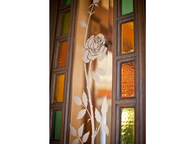 Roses in Glass Panel